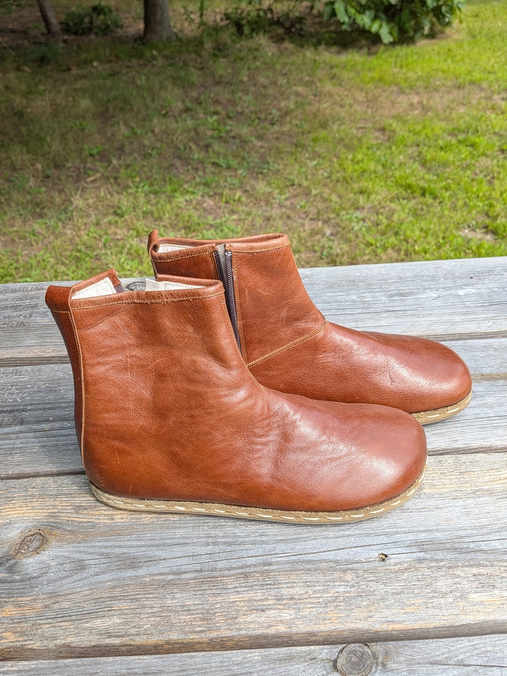 Women's Brown Leather Ankle Boots - Classic Zip Side